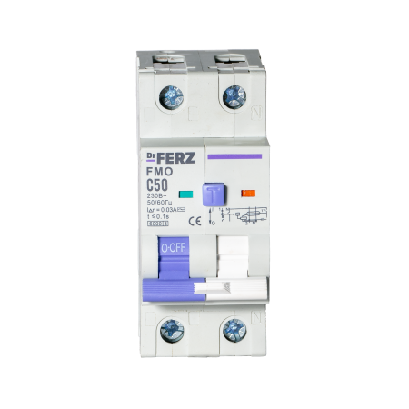 FMO-EL-1P+N 50A 30mA 6kA тип AC, х-ка C, 2M Диф. автомат